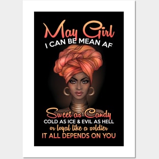 Queens Are Born In May Birthday T-Shirt for Black Women Posters and Art